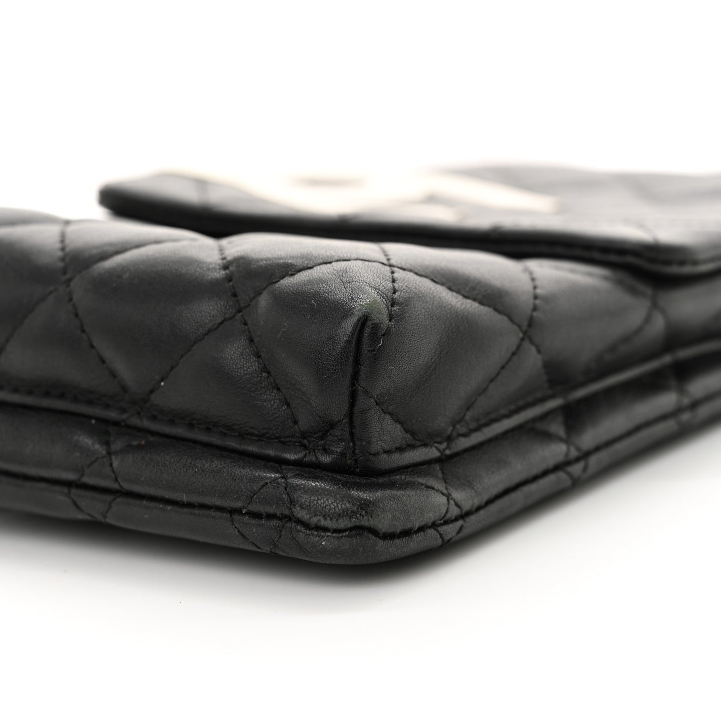 Calfskin Quilted Cambon Crossbody Messenger Black White
