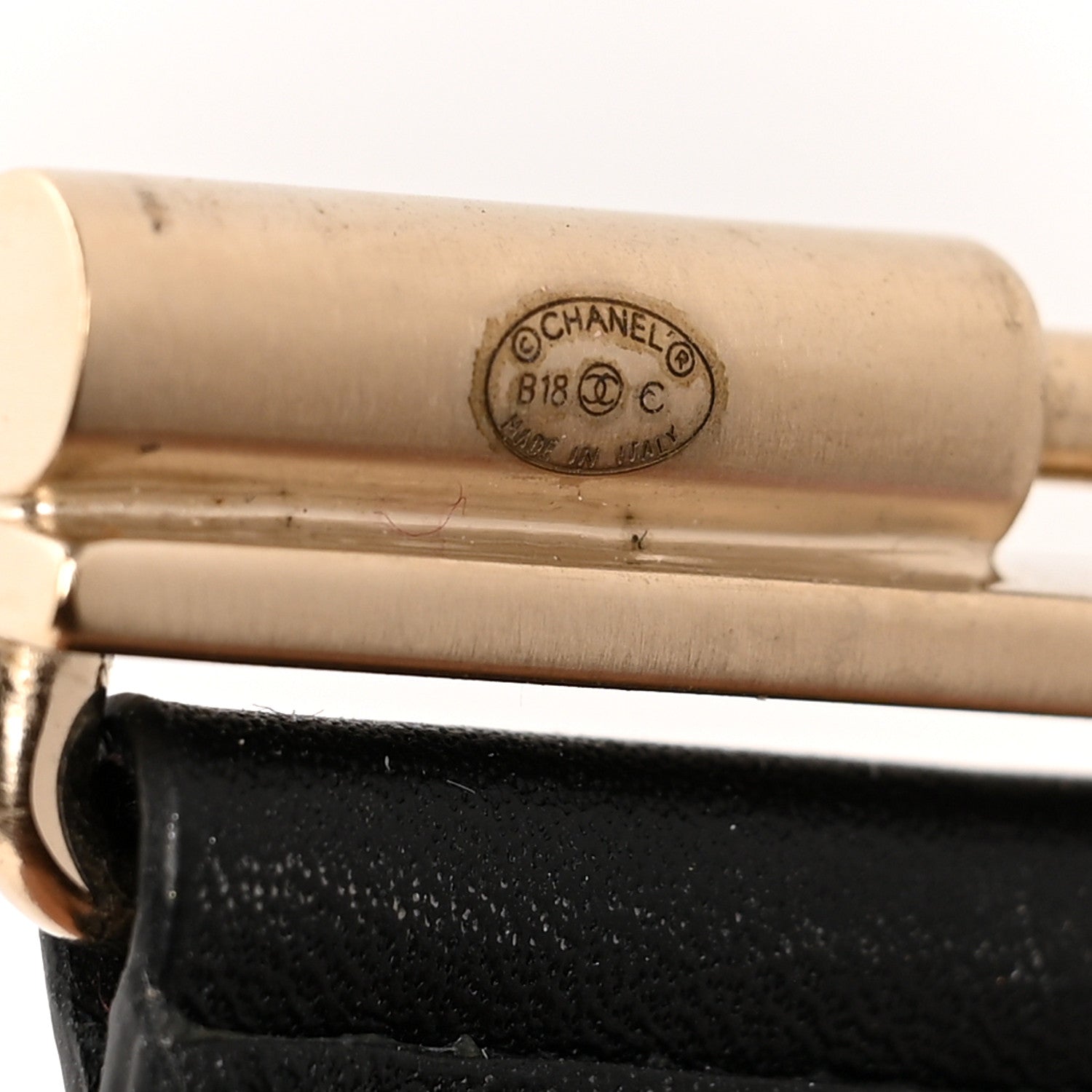 Chanel Calfskin CC Wide Cuff M Black Gold 5 of 6