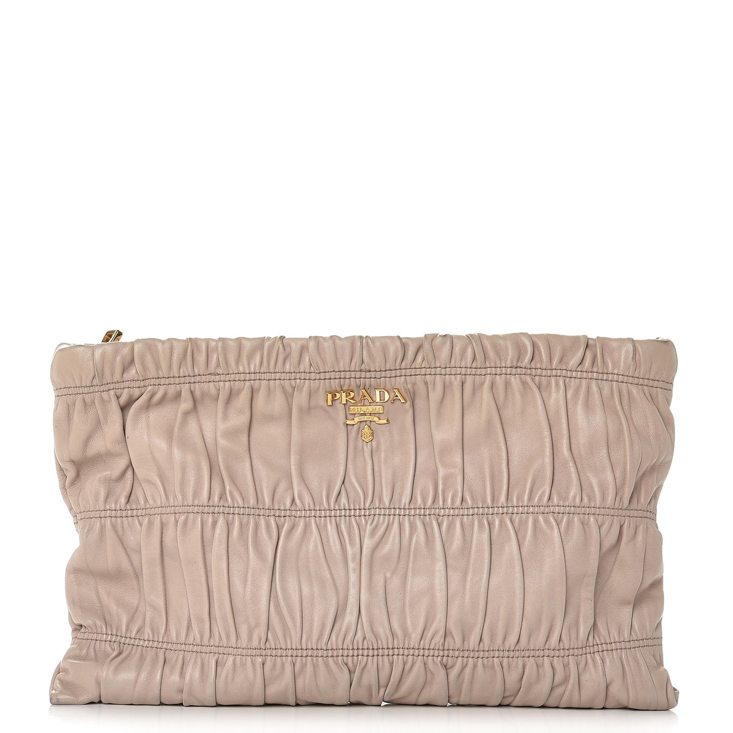 Nappa Gaufre Ruched Clutch Pomice