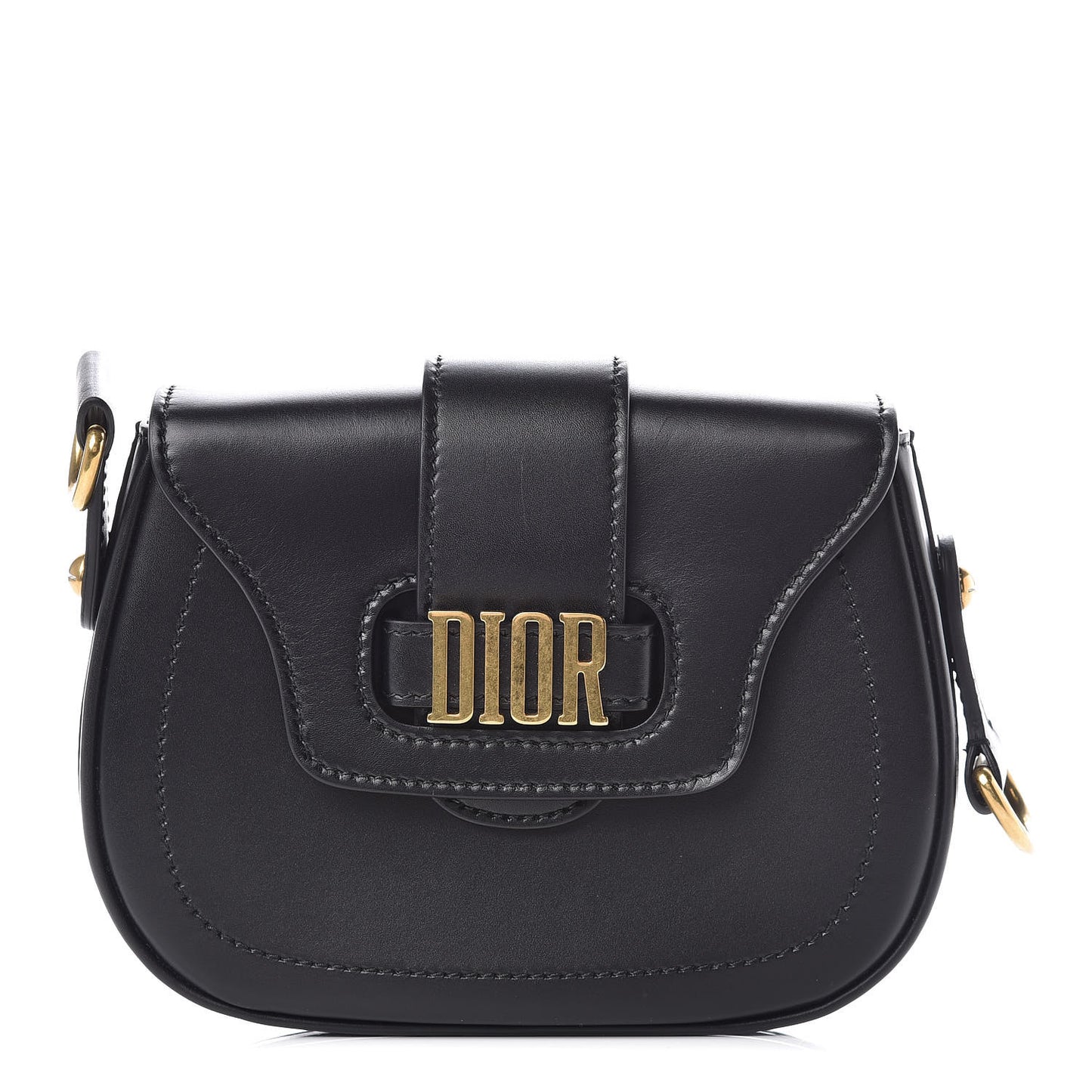 Calfskin D Fence Saddle Bag Black