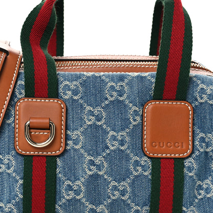Gucci GG Denim Calfskin Web Mini GG Top Handle Bag Light Blue White 8 of 12