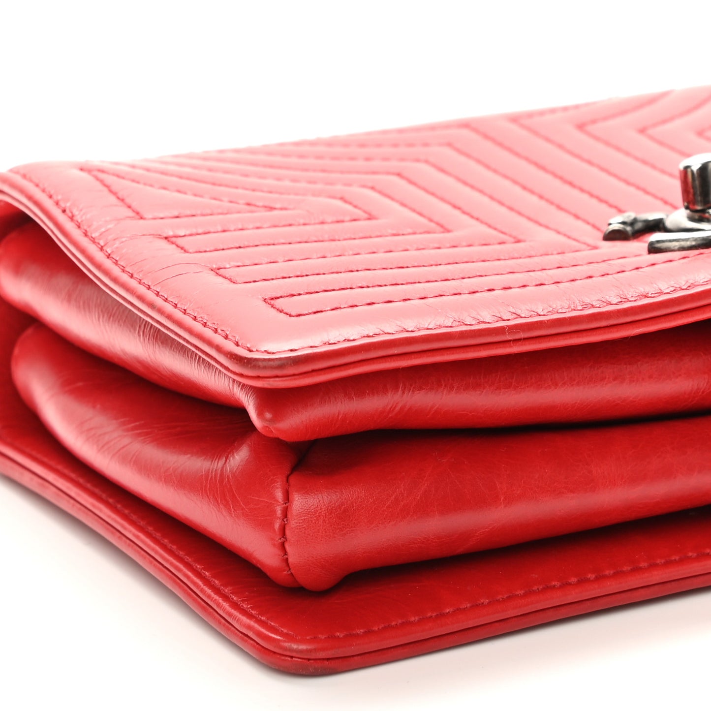 Calfskin Quilted Small Korean Garden Flap Red