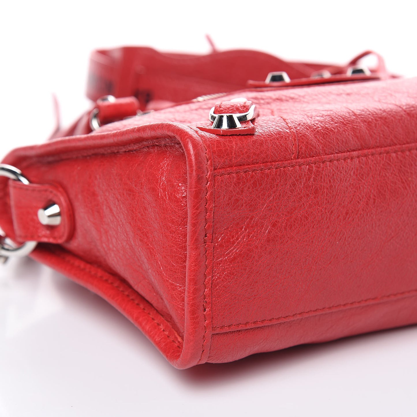 Agneau Classic Silver Hardware Mini City Logo Strap Rouge Cardinal Black