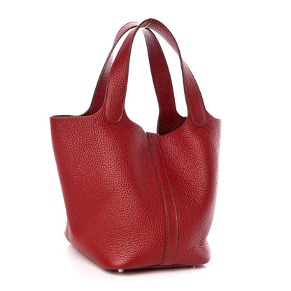 Hermes Taurillon Clemence Picotin Lock 18 PM Rouge Garance 3 of 9