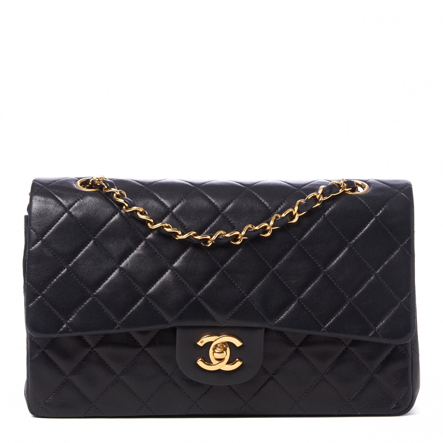 Chanel Lambskin Quilted Medium Double Flap Black 1 of 9