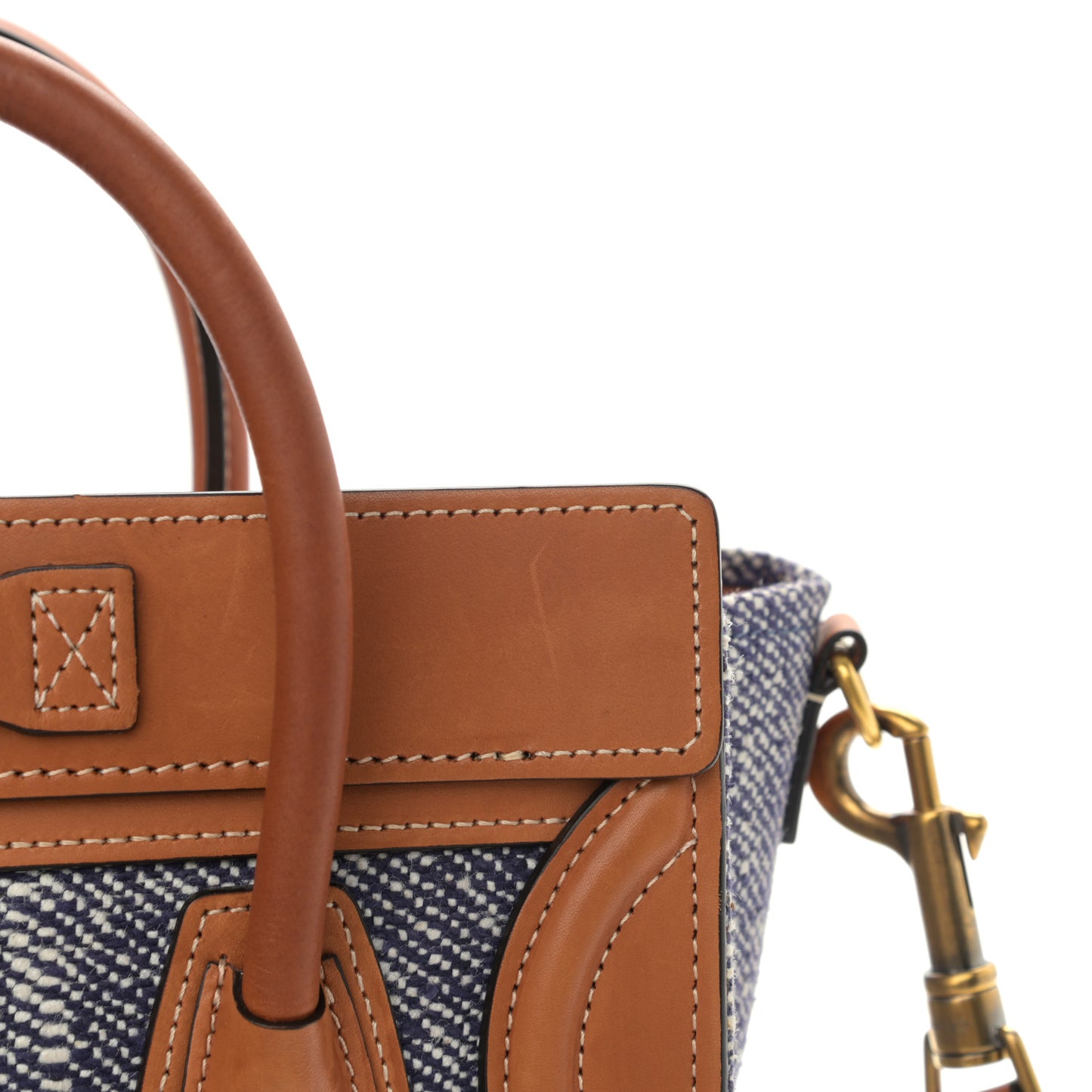 Smooth Calfskin Tweed Nano Luggage Tan
