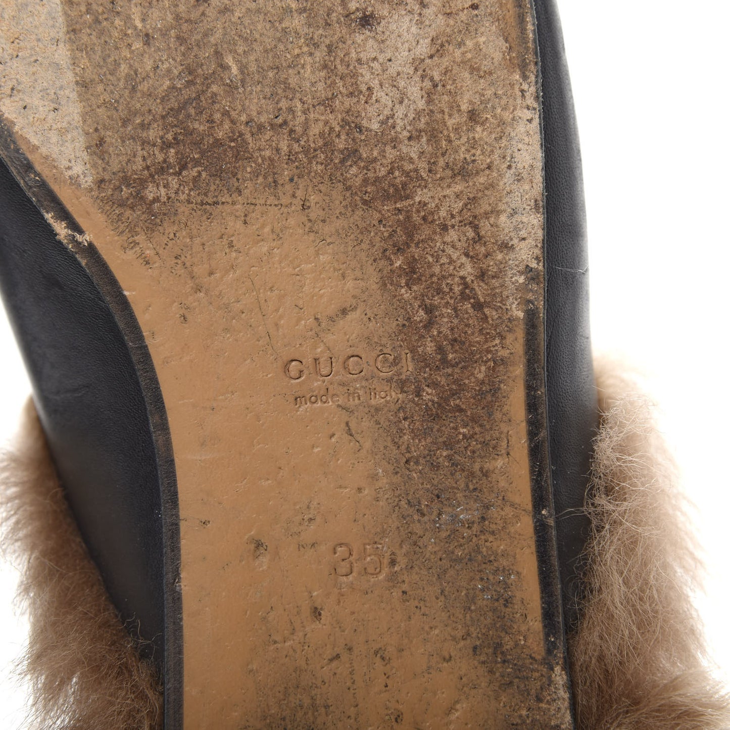 Calfskin Fur Womens Princetown Slippers 35 Black