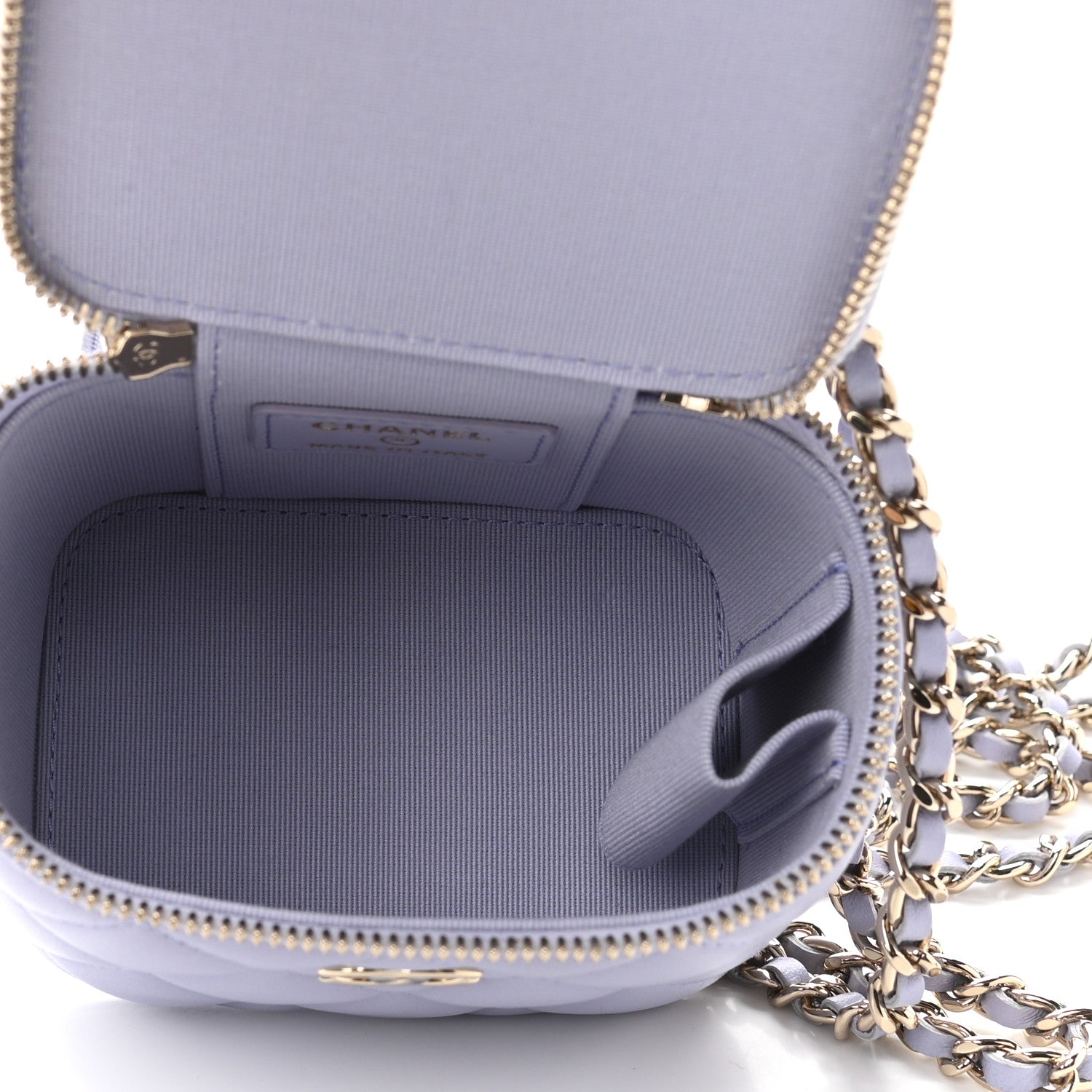 Chanel Lambskin Quilted Top Handle Mini Vanity Case With Chain Light Purple 5 of 10
