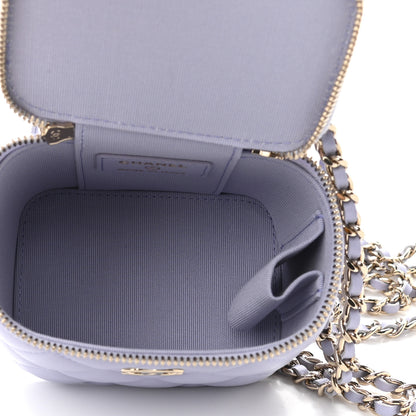 Chanel Lambskin Quilted Top Handle Mini Vanity Case With Chain Light Purple 5 of 10