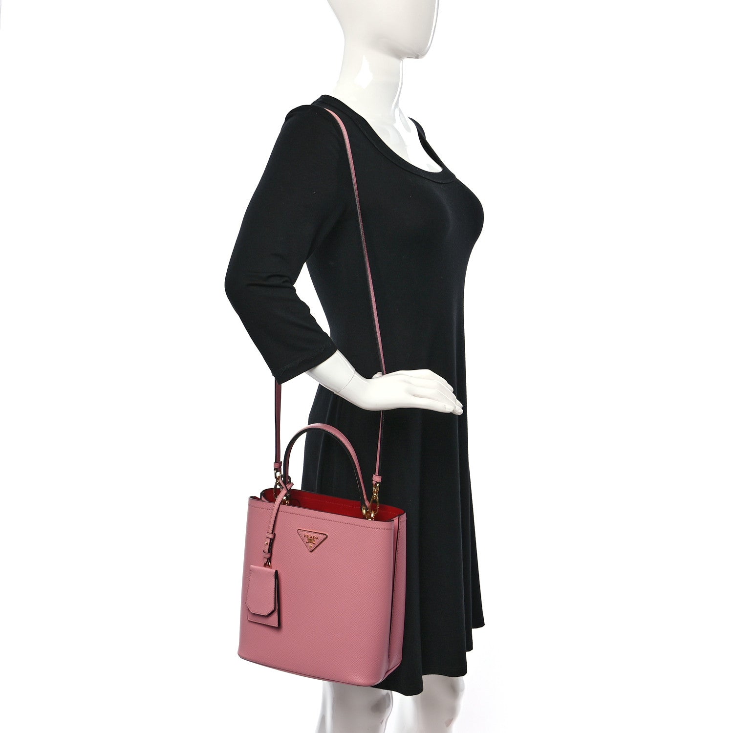Prada Saffiano Cuir Medium Panier Bucket Bag Petalo Fuoco 2 of 7