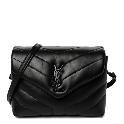 Saint Laurent Calfskin Y Quilted Monogram Monochrome Toy Loulou Crossbody Bag Black 1 of 11