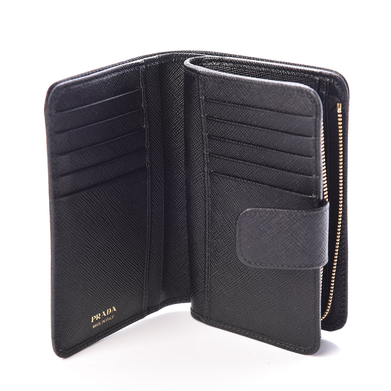 Prada Saffiano Metal Compact Wallet Black 6 of 8
