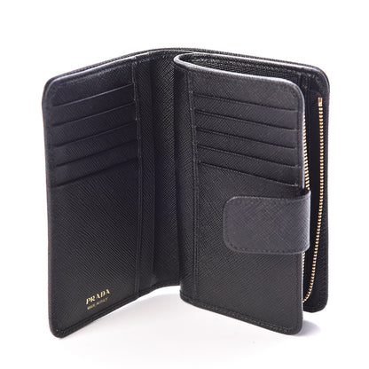 Prada Saffiano Metal Compact Wallet Black 6 of 8