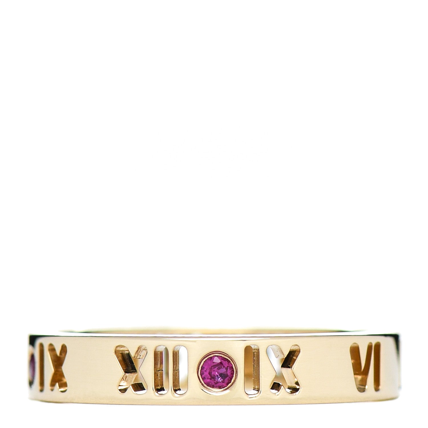 Tiffany 18K Yellow Gold Ruby Atlas Pierced Ring 53 6.25 1 of 5