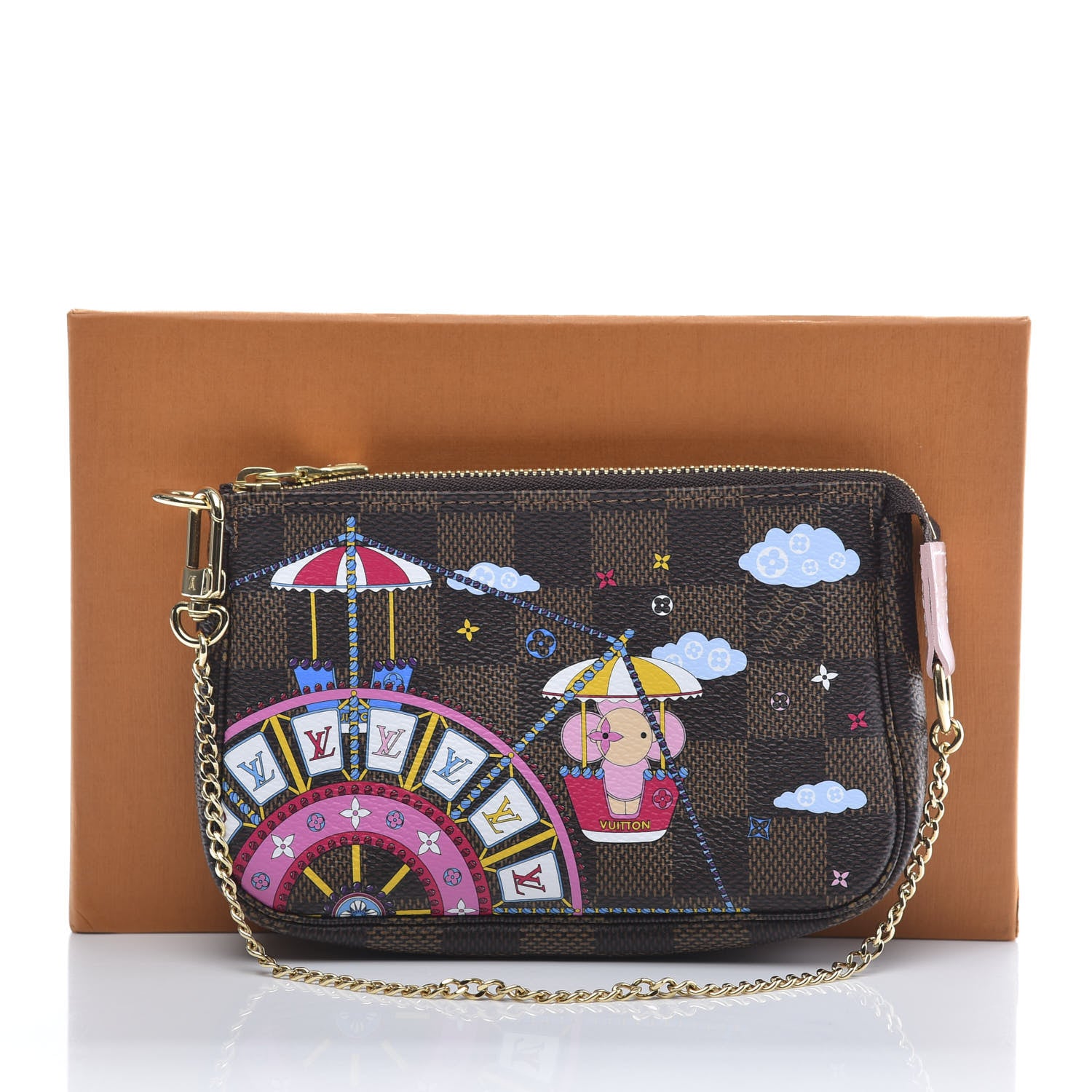 Louis Vuitton Damier Ebene 2020 Christmas Animation Big Wheel Mini Pochette Accessories Rose Ballerine 10 of 10