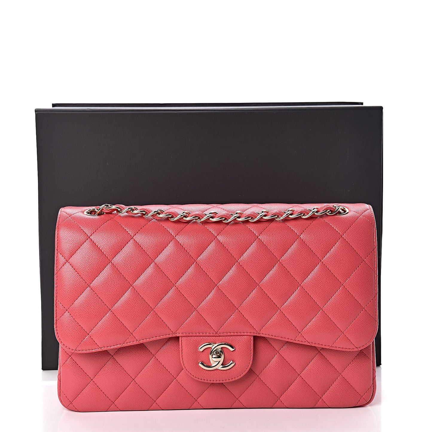 Caviar Quilted Jumbo Double Flap Dark Pink