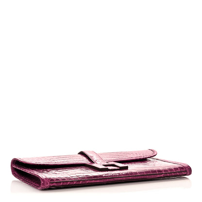 Hermes Shiny Niloticus Crocodile Jige Elan 29 Clutch Rose Scheherazade 7 of 10