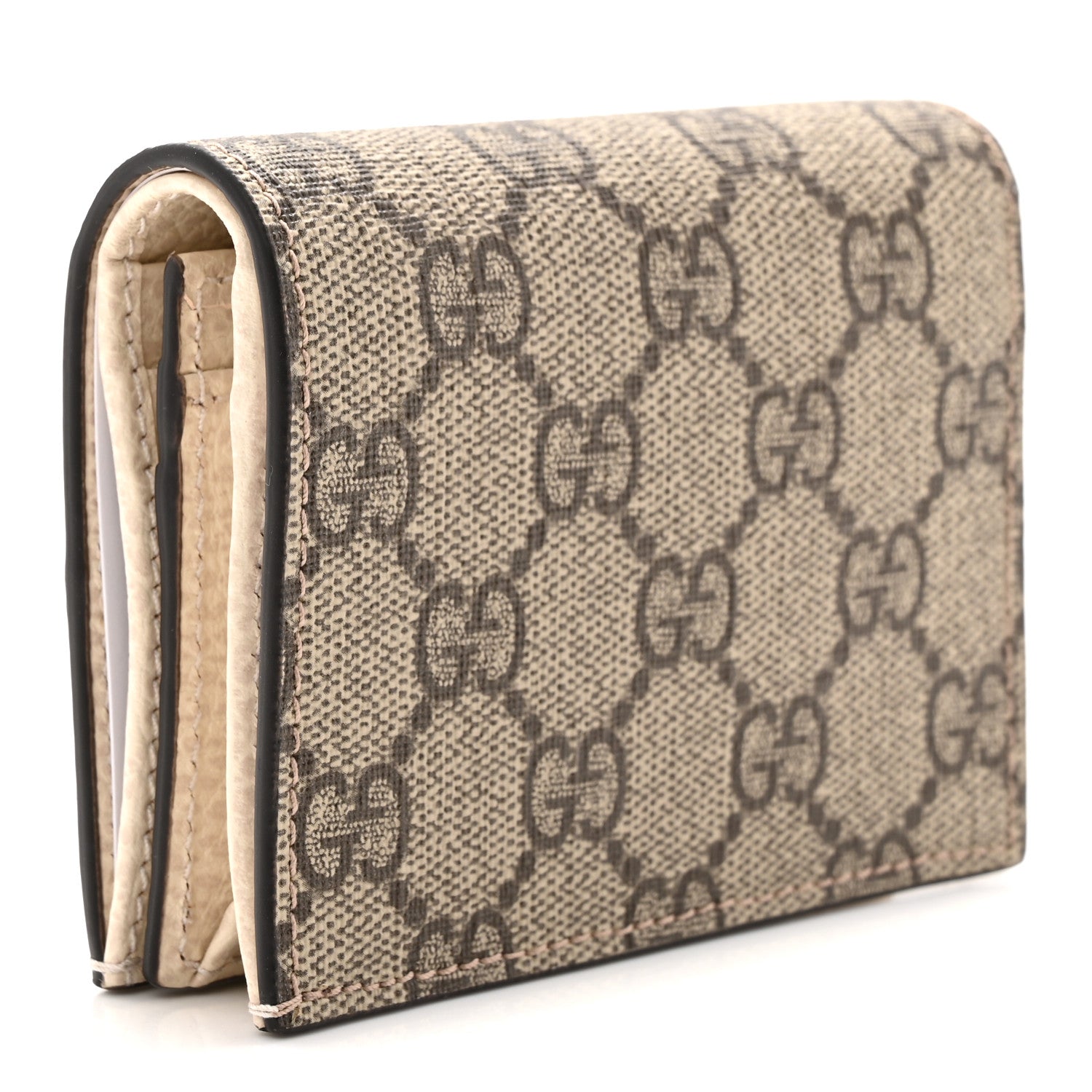 Gucci Dollar Calfskin GG Supreme Monogram GG Marmont Card Case Mystic White Beige Ebony 3 of 8