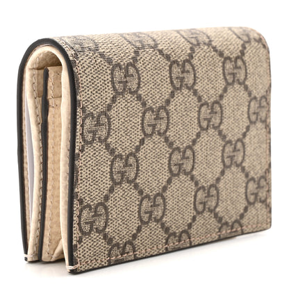 Gucci Dollar Calfskin GG Supreme Monogram GG Marmont Card Case Mystic White Beige Ebony 3 of 8