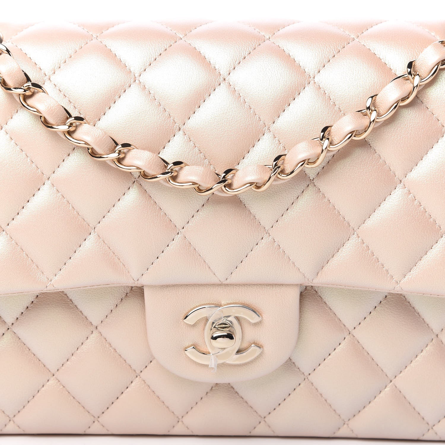 Chanel Iridescent Calfskin Quilted Medium Double Flap Beige 10 of 11