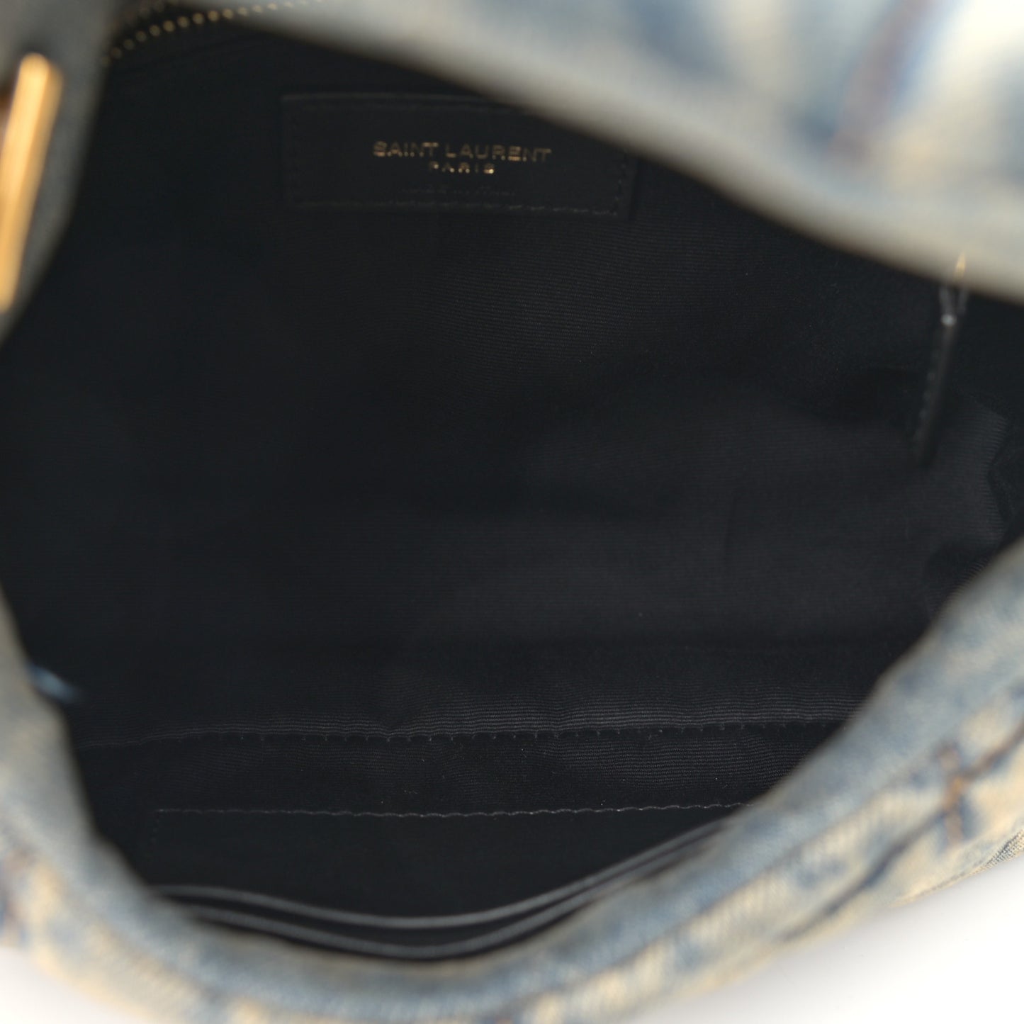 Denim Quilted Toy Loulou Puffer Monogram Chain Satchel Blue Black