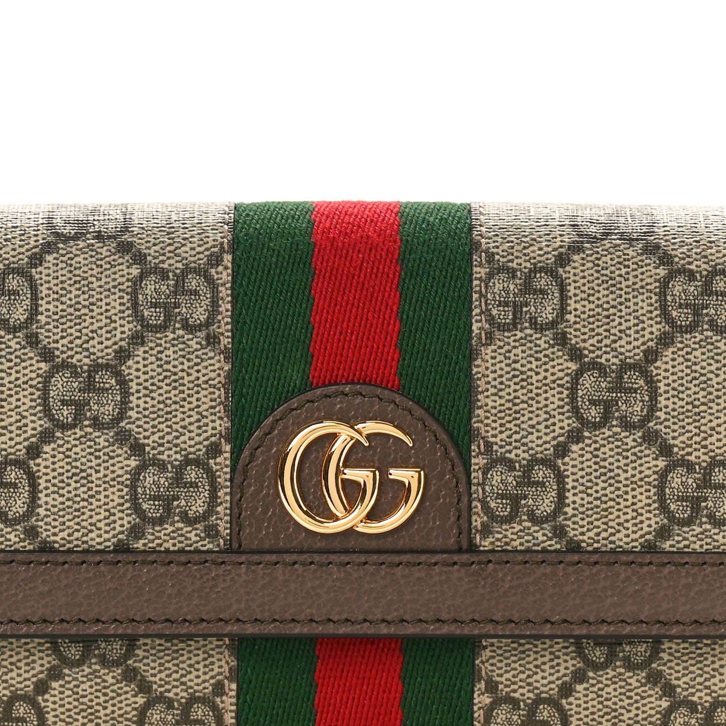 GG Supreme Monogram Web Ophidia Continental Wallet Brown