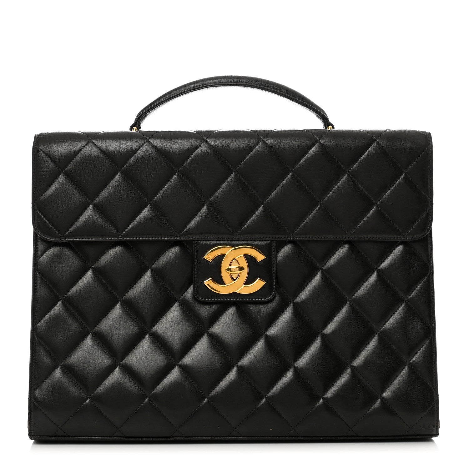 Chanel Lambskin Quilted Briefcase Laptop Bag Black 1 of 11