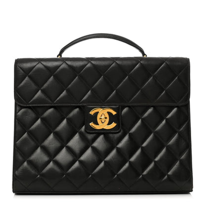 Chanel Lambskin Quilted Briefcase Laptop Bag Black 1 of 11