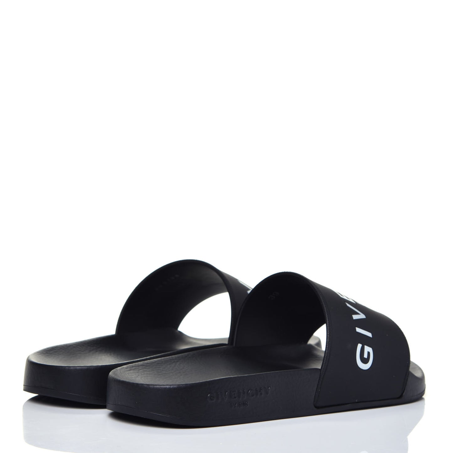 Rubber Logo Pool Slide Sandals 39 Black