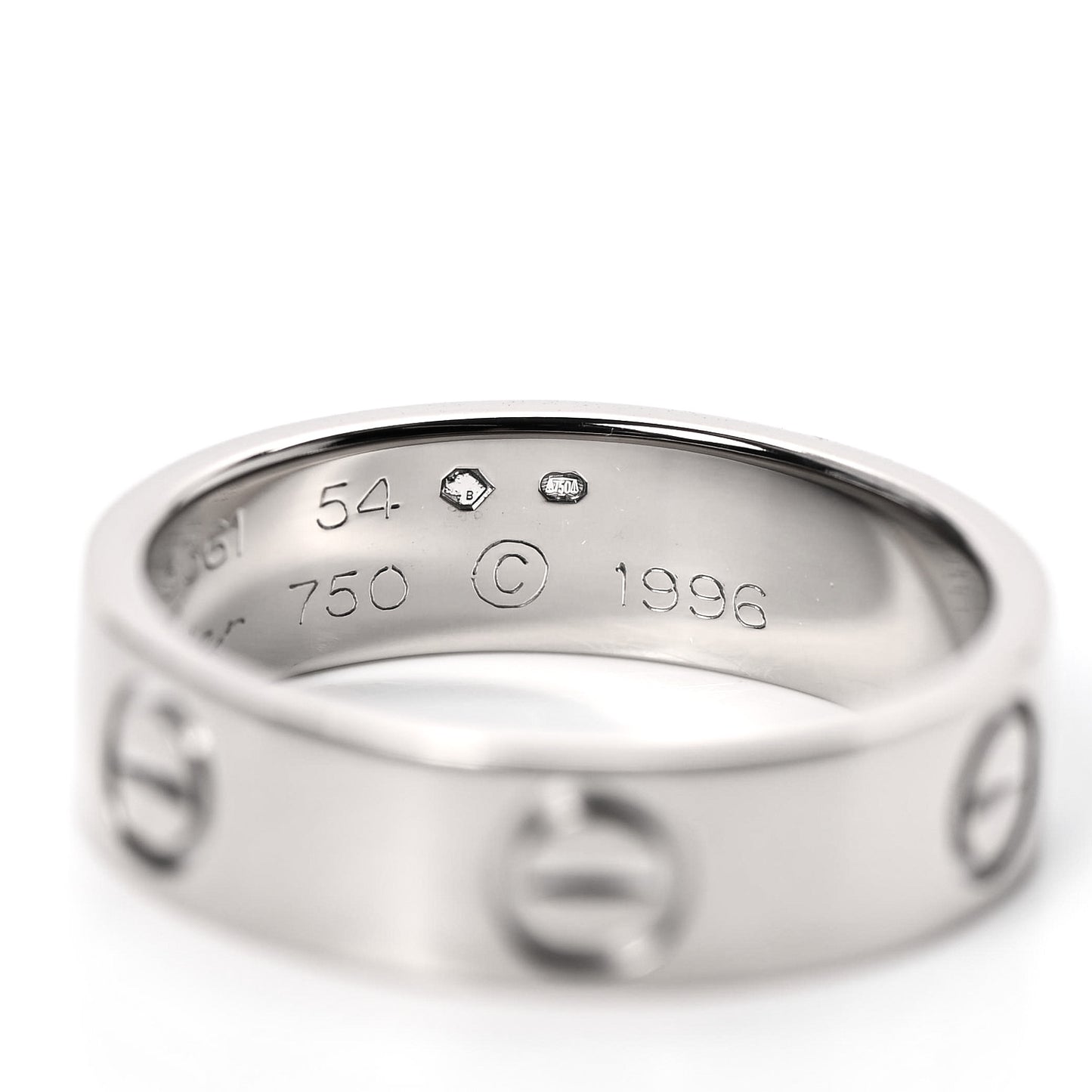 18K White Gold 5.5mm LOVE Ring 54 6.75