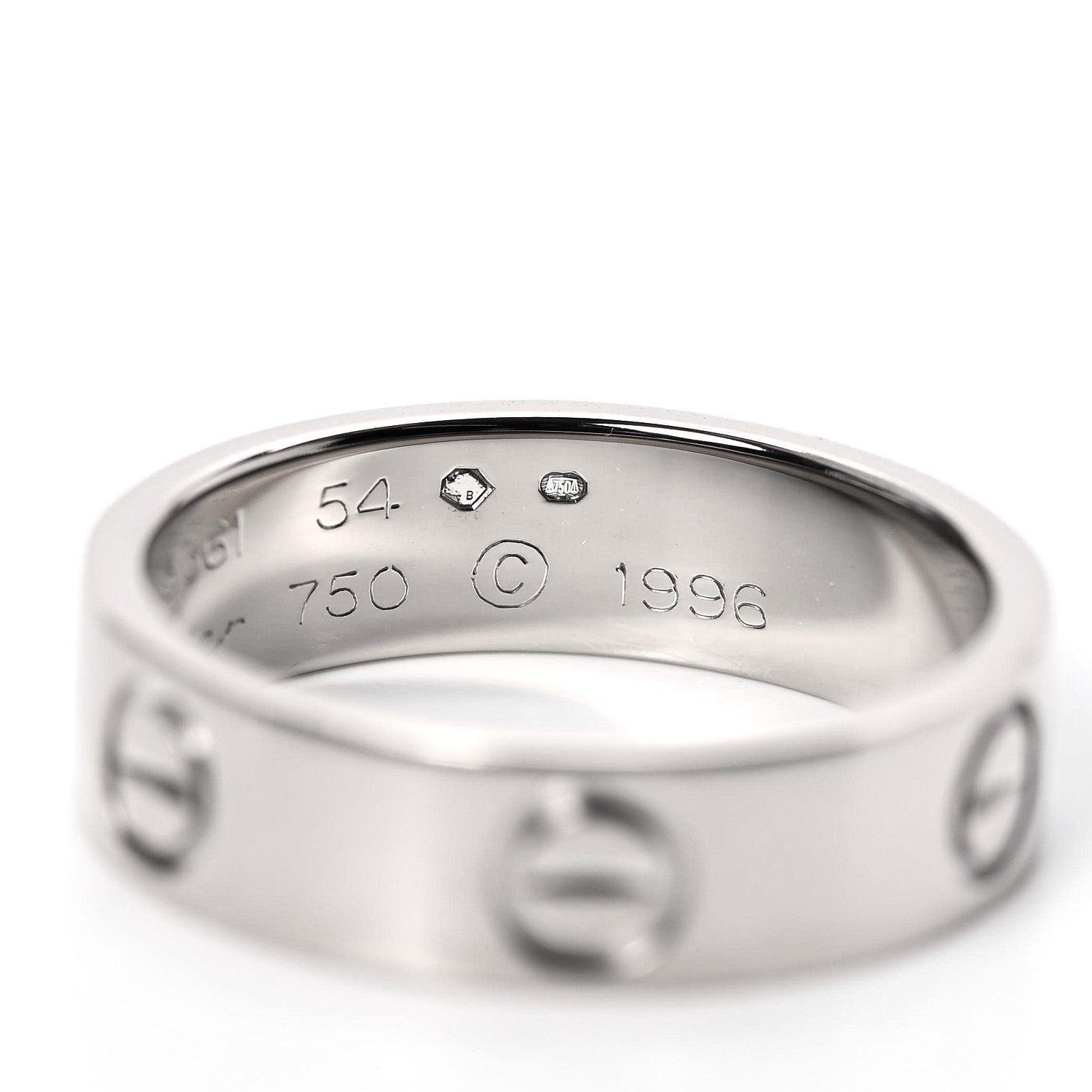 Cartier 18K White Gold 5.5mm LOVE Ring 54 6.75 9 of 10