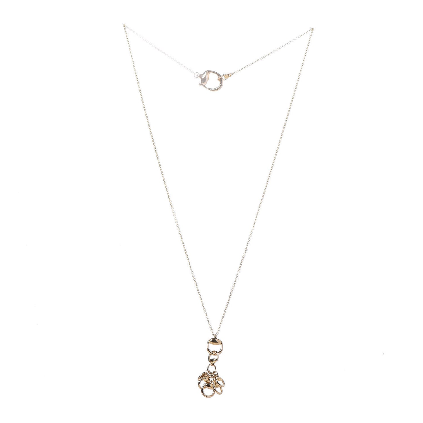 18K Yellow Gold Multi Horsebit Pendant Necklace