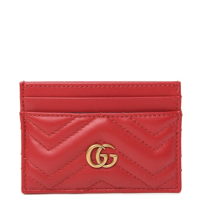 Gucci Calfskin Matelasse GG Marmont Card Holder Hibiscus Red 1 of 6