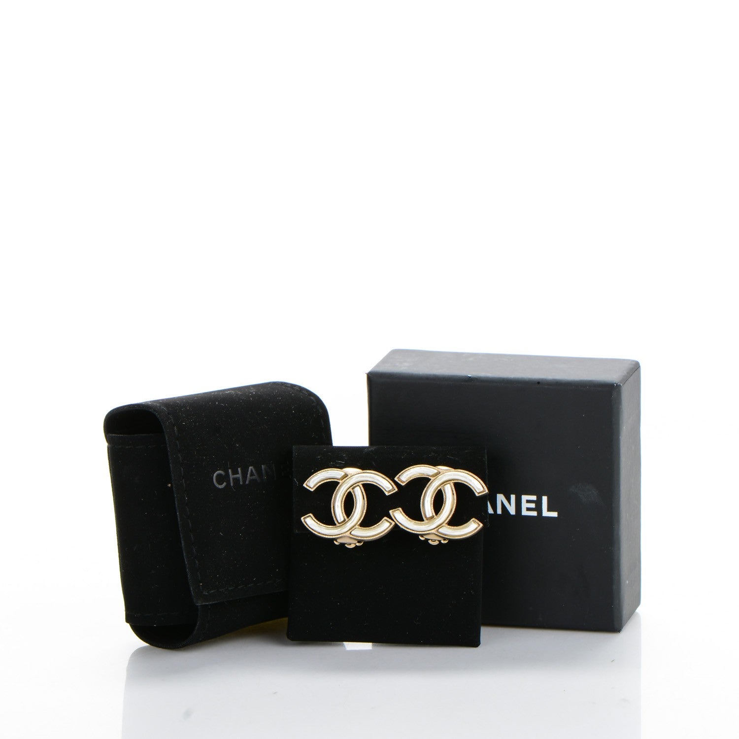 Chanel Metal CC Clip On Earrings Gold Silver 5 of 5