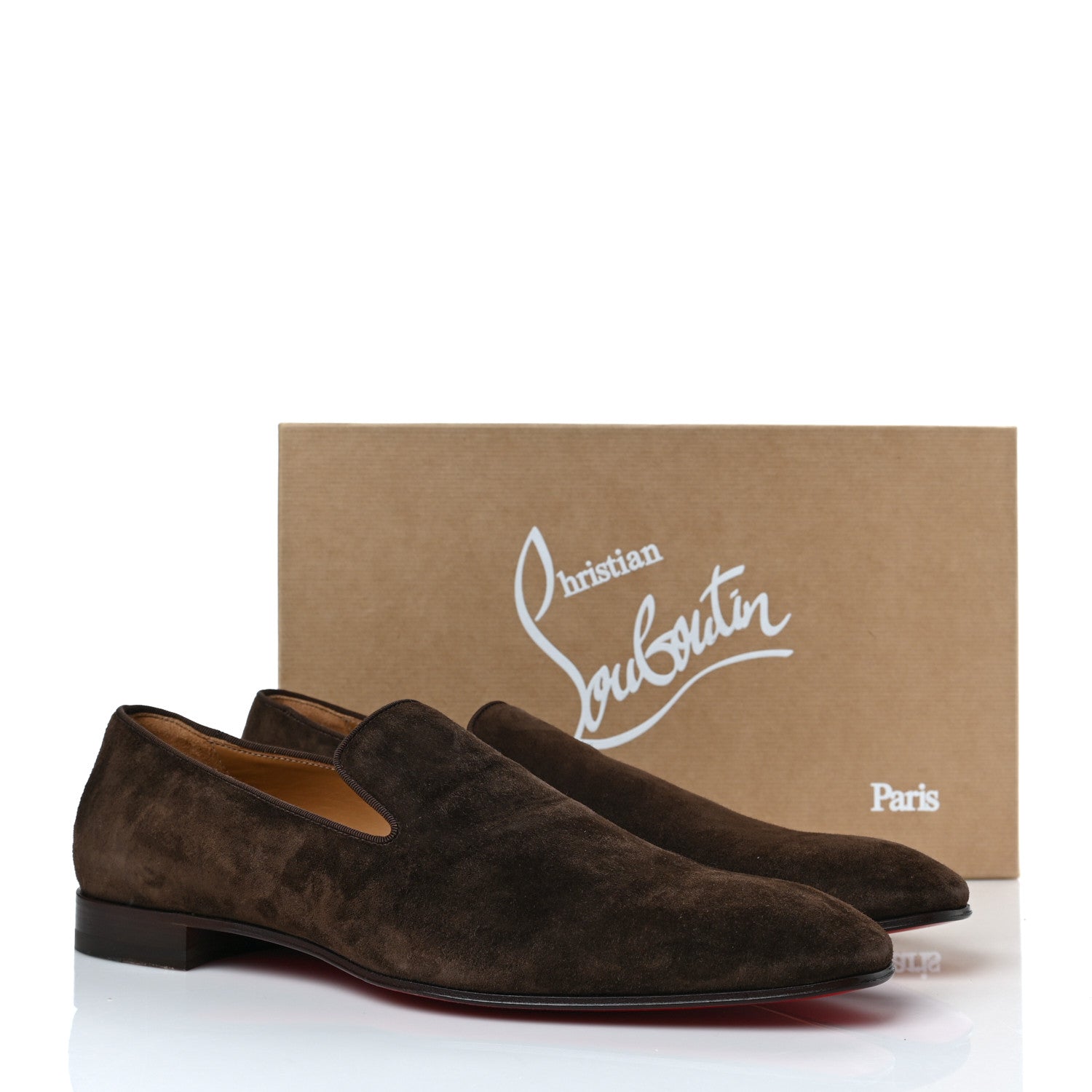 Christian Louboutin Veau Velours Mens Dandelion Flat Loafers 44 Arabica 8 of 8