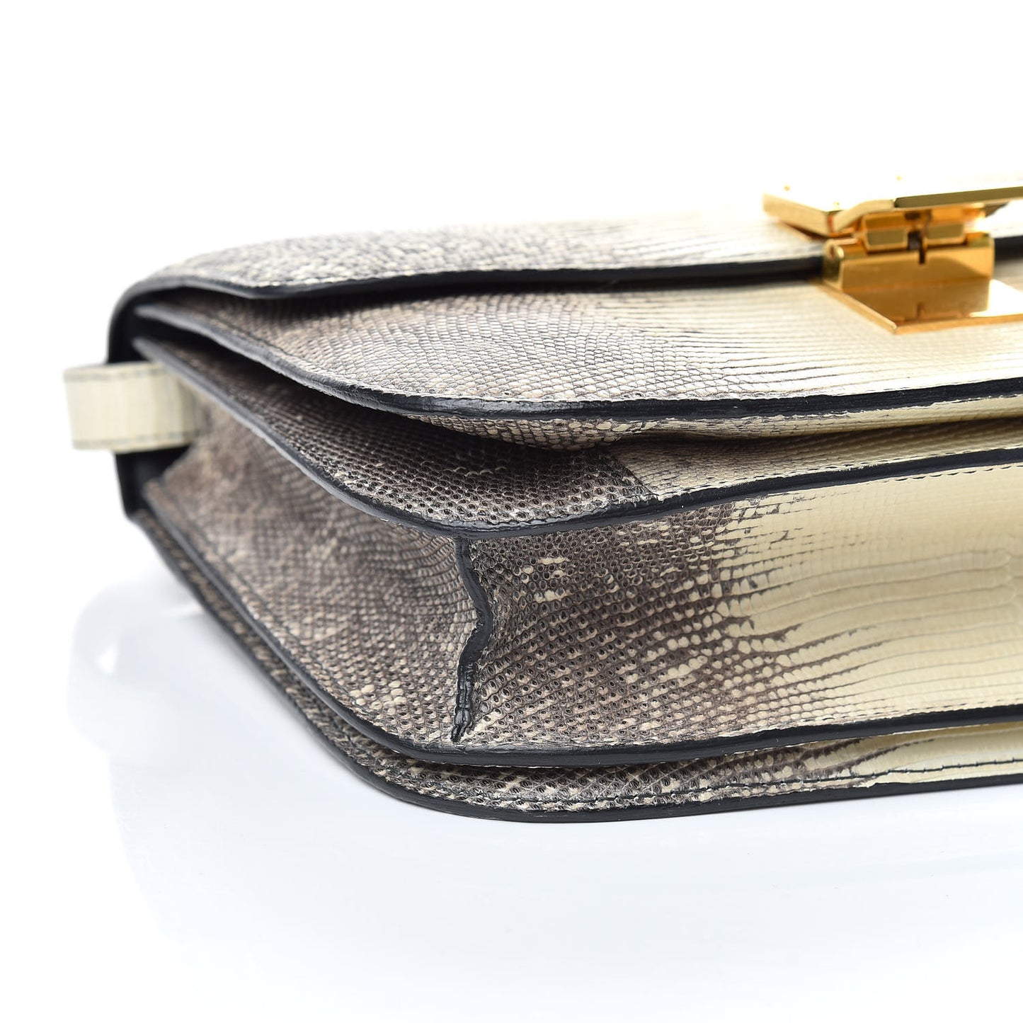 Lizard Medium Classic Box Flap Bag Natural