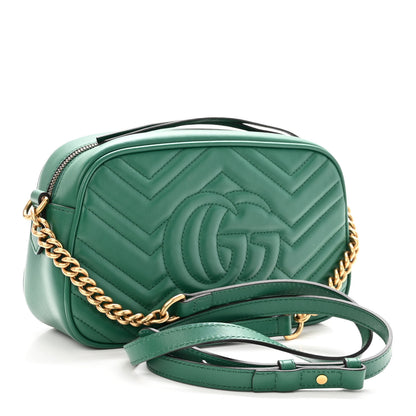Gucci Calfskin Matelasse Small GG Marmont Chain Shoulder Bag Emerald Green 3 of 10