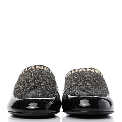 Chanel Fabric Patent Calfskin Mules 36.5 Black Gold 2 of 8
