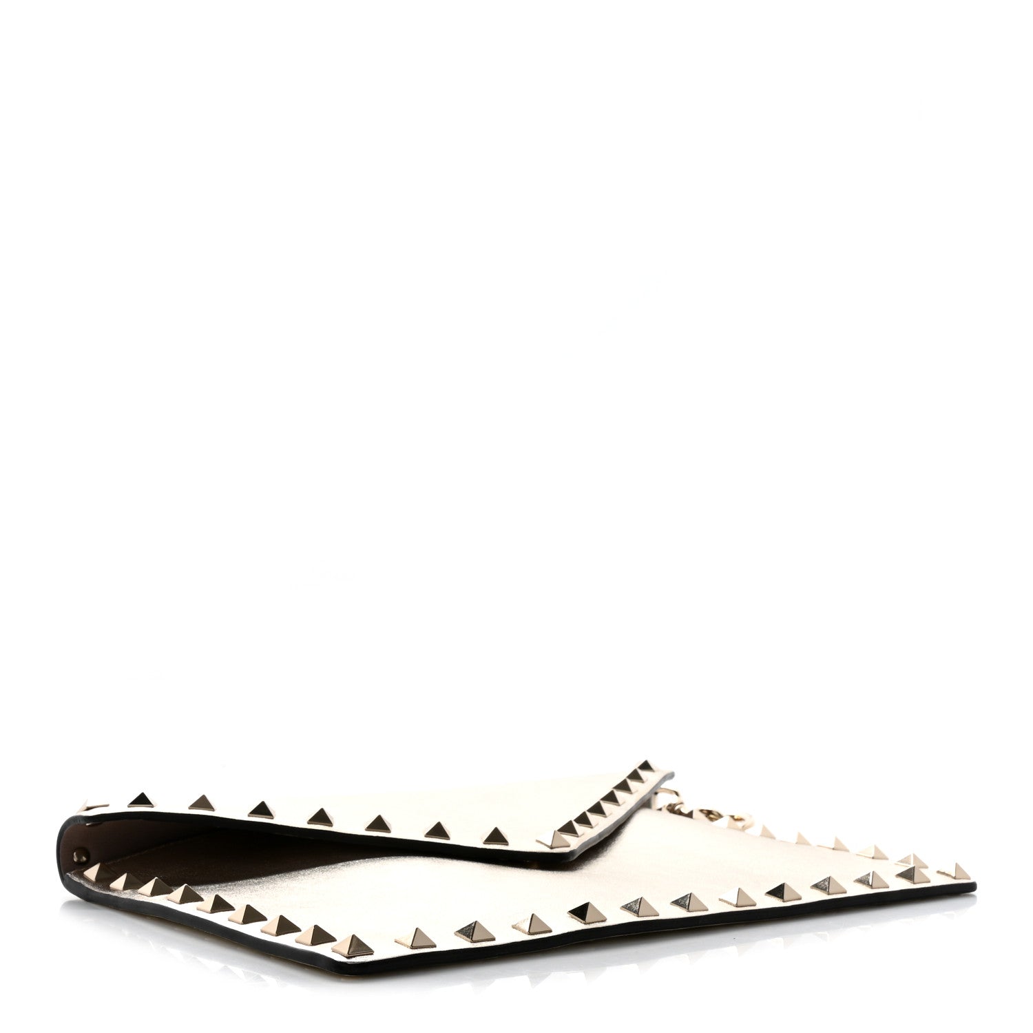 Valentino Garavani Metallic Calfskin Medium Rockstud Envelope Flat Wristlet Pouch Sahara 4 of 12