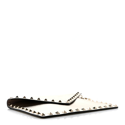 Valentino Garavani Metallic Calfskin Medium Rockstud Envelope Flat Wristlet Pouch Sahara 4 of 12