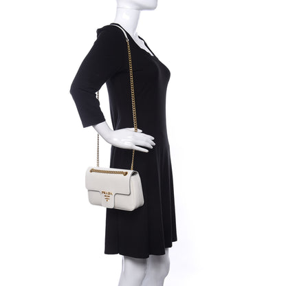 Prada Saffiano Flap Shoulder Bag Talco 2 of 10