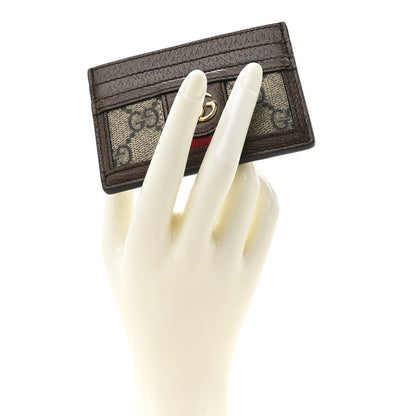 Gucci GG Supreme Monogram Textured Dollar Calfskin Ophidia Card Holder Beige Ebony New Acero 2 of 7