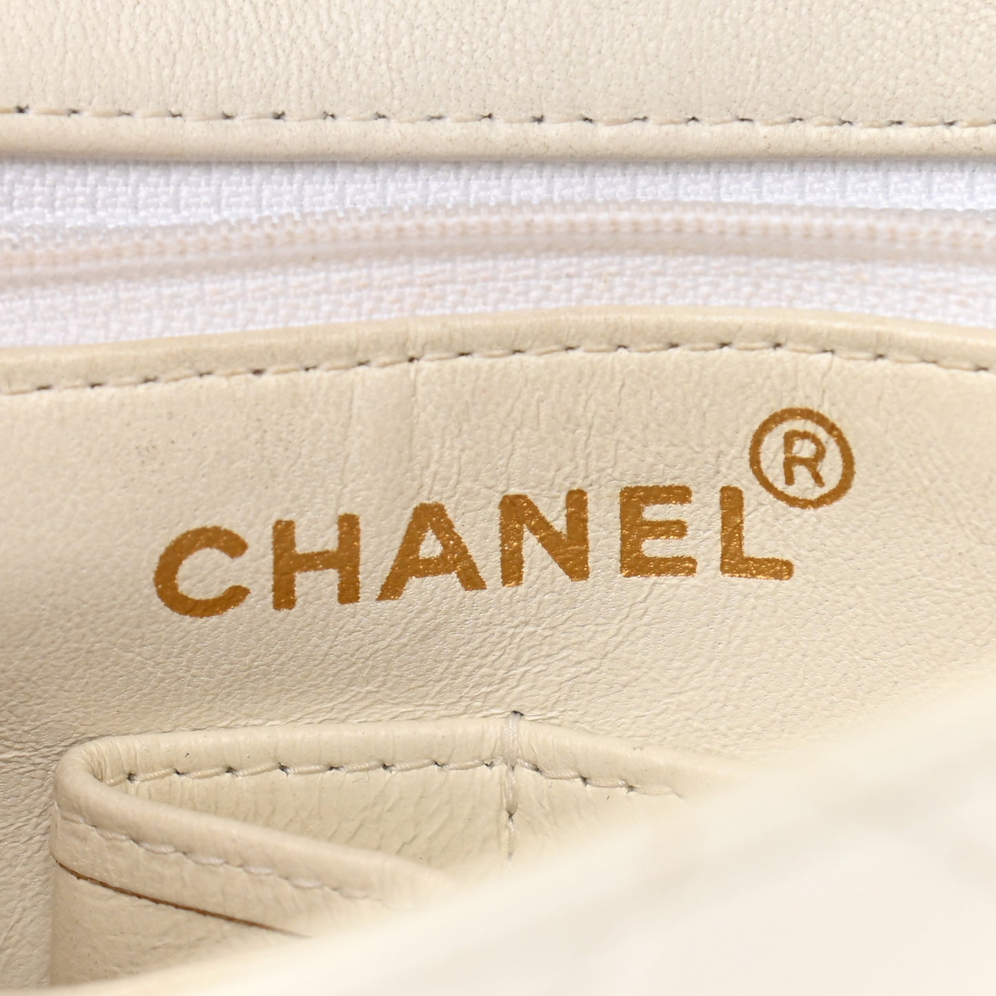 Lambskin Quilted Mini Square Flap White