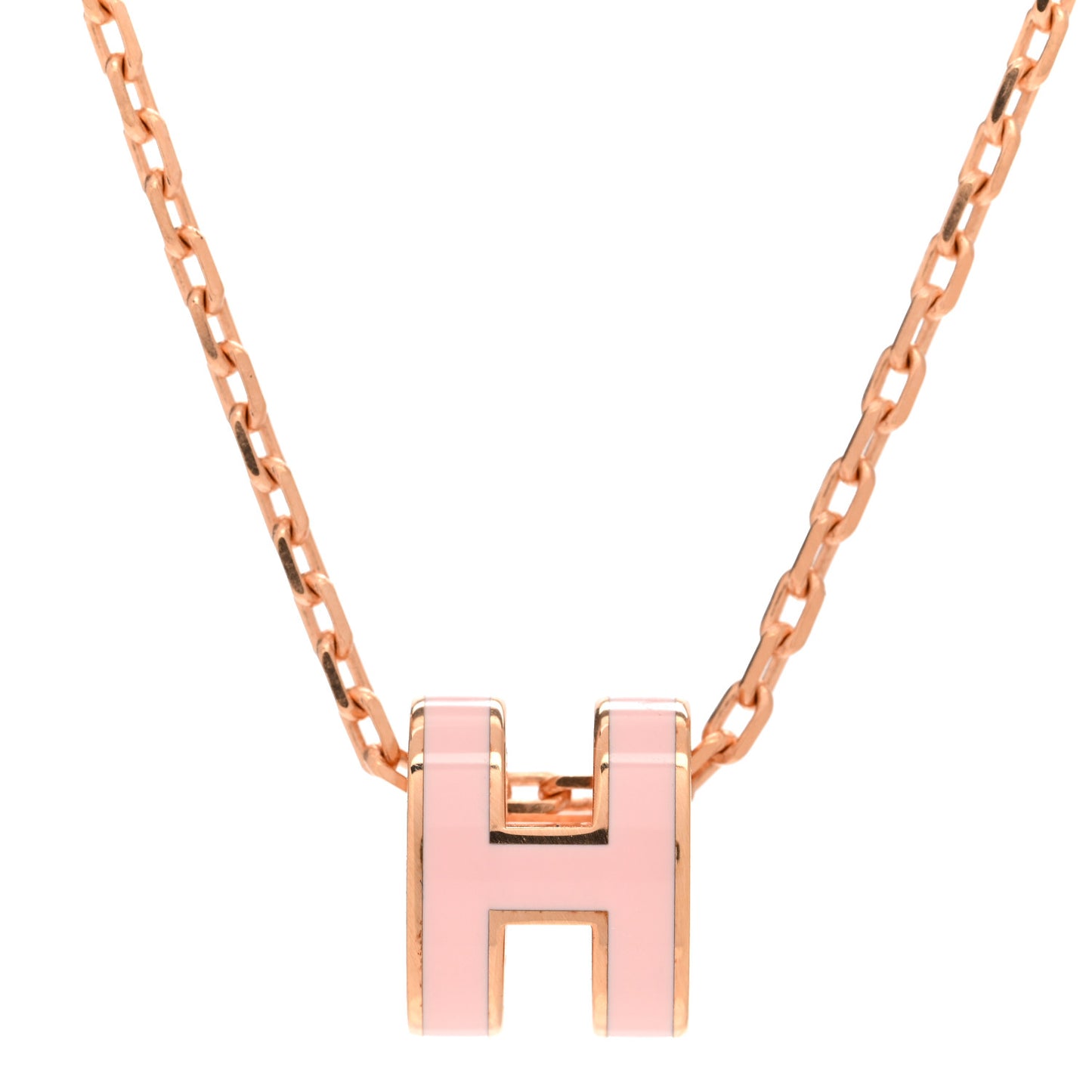 Lacquered Rose Gold Mini Pop H Pendant Necklace Rose Dragee