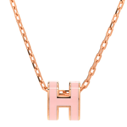 Hermes Lacquered Rose Gold Mini Pop H Pendant Necklace Rose Dragee 4 of 7