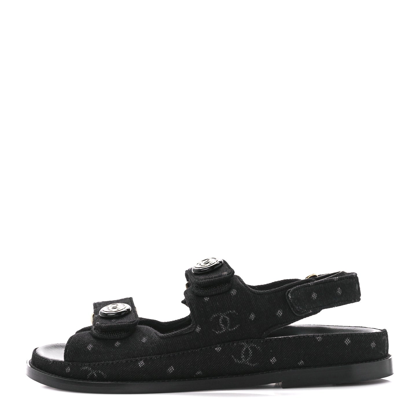 Denim Printed Dad Sandals 38 Black