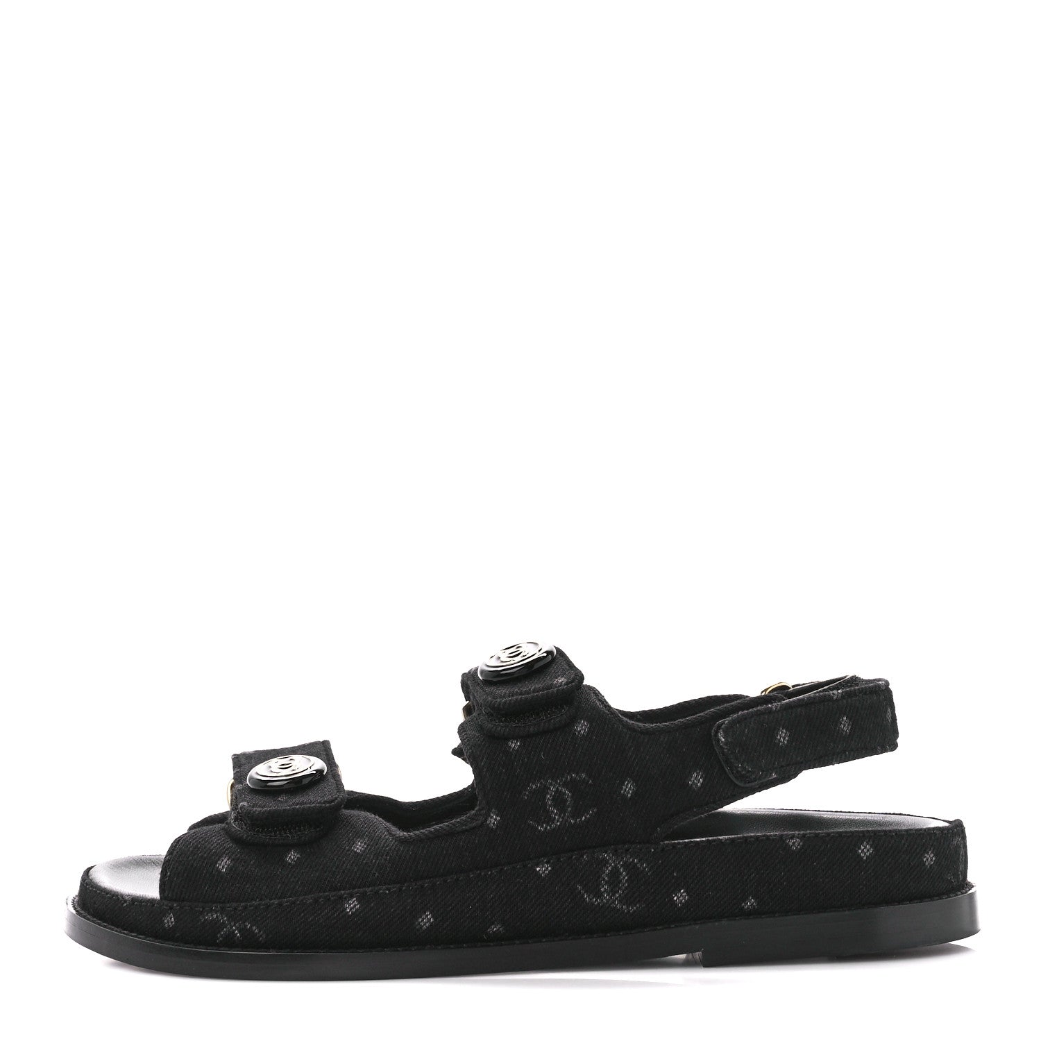 Chanel Denim Printed Dad Sandals 38 Black 1 of 11