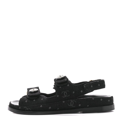Chanel Denim Printed Dad Sandals 38 Black 1 of 11