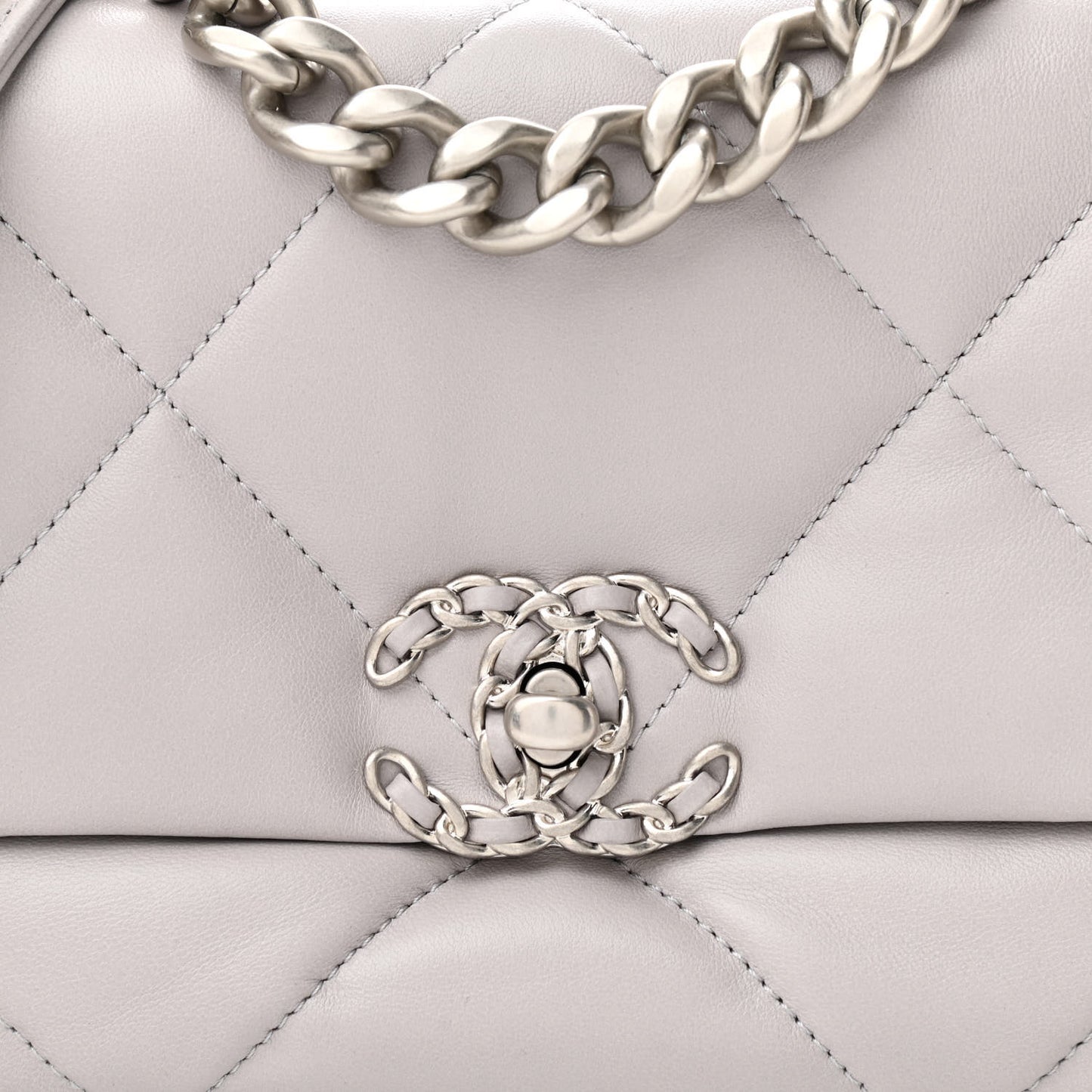 Lambskin Quilted Medium Chanel 19 Flap Grey