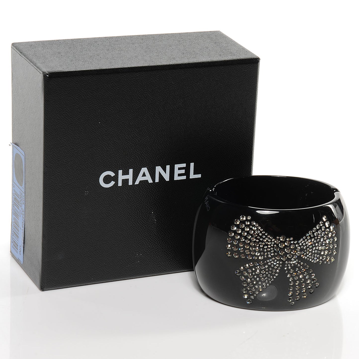 Resin Crystal CC Bow Wide Cuff Black